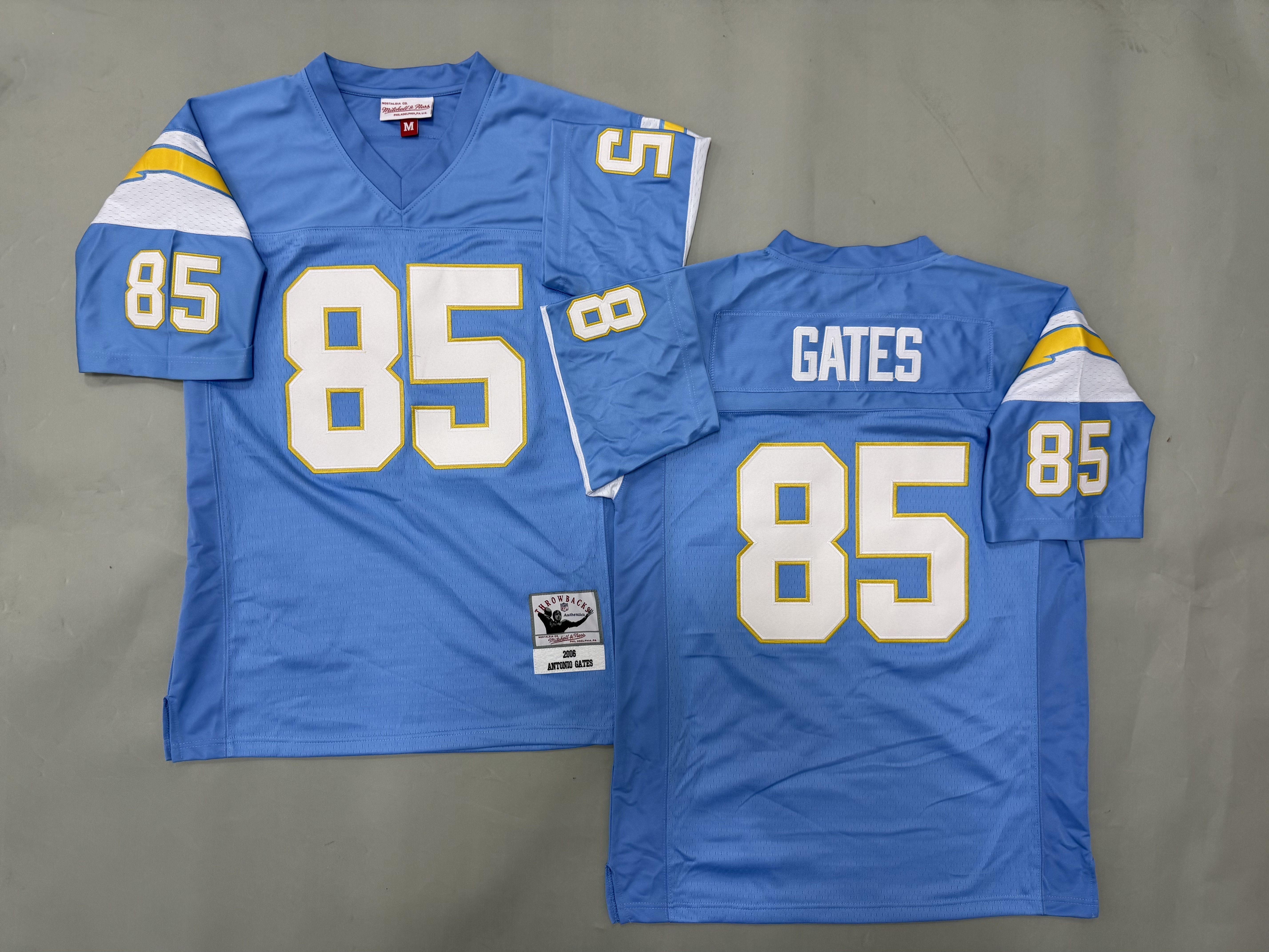 Men 2026 Los Angeles Chargers #85 Gates Light Blue Throwback Limited NFL Jersey style 01